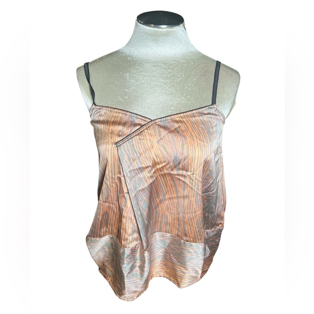 Elegant Brown and Gray satin Women's Top S
